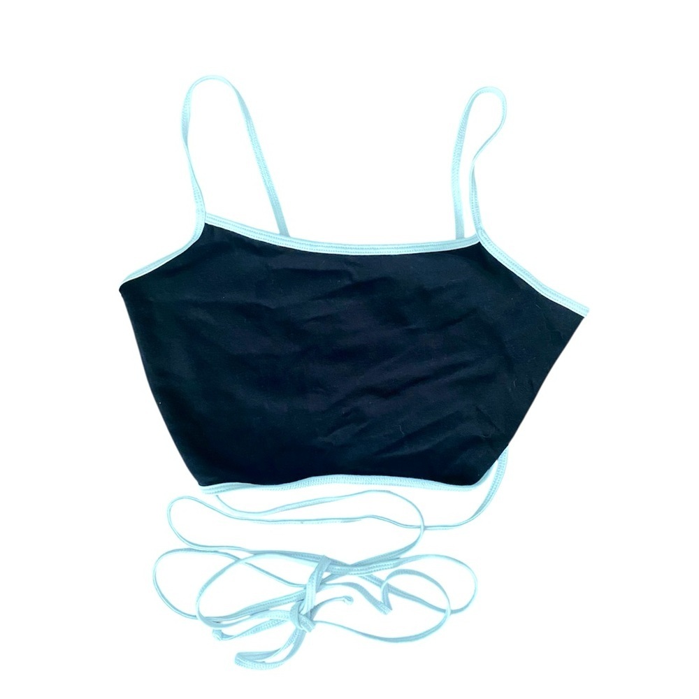 Garage Black Cropped Tank White Accents XS